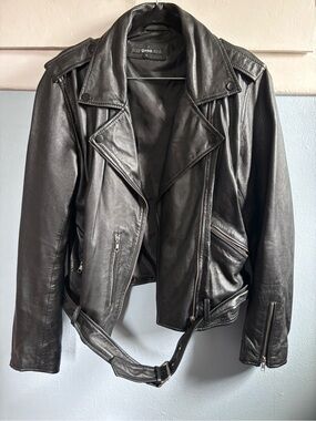 Quince Black Leather Moto Jacket
